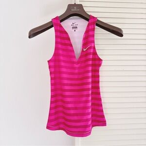 NWOT♥️ NIKE PURE COURT TOP in PINK sz XS V-NECK SLEEVELESS STRIPE TENNIS GOLF